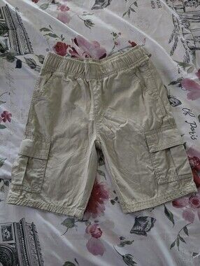 The Childrens Place Boys Khaki Tan Cargo Shorts Size 7 Elastic Adjustable Waist
